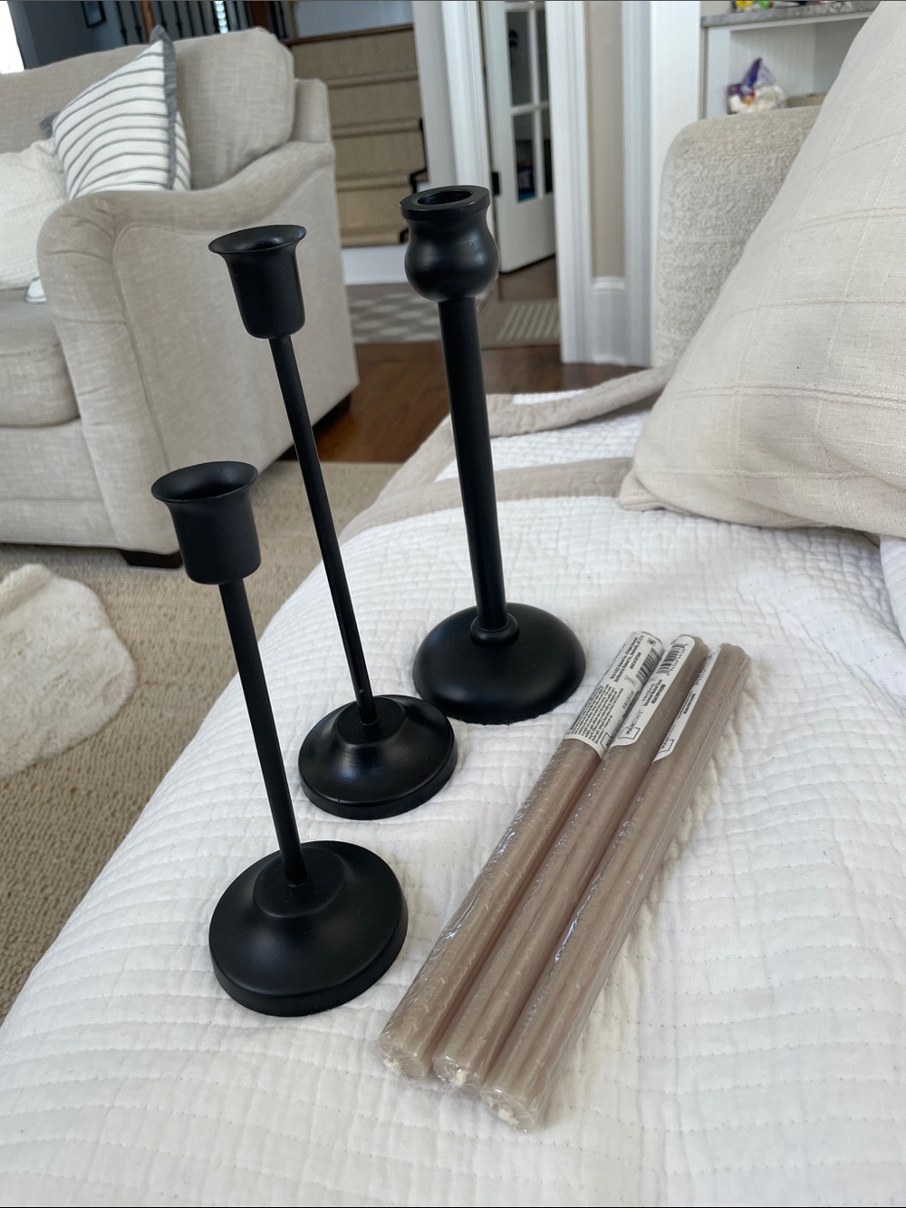 Candlestick trio with holders